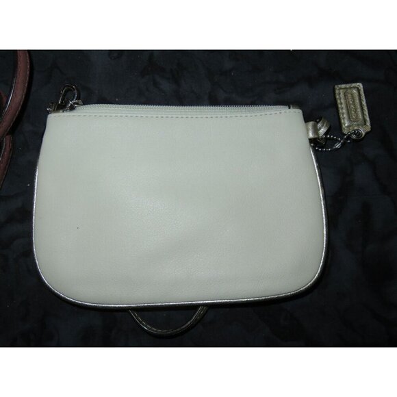 COACH Vintage Red & White Paisley Print Canvas & Leather Tote & white wristlet - Picture 14 of 16